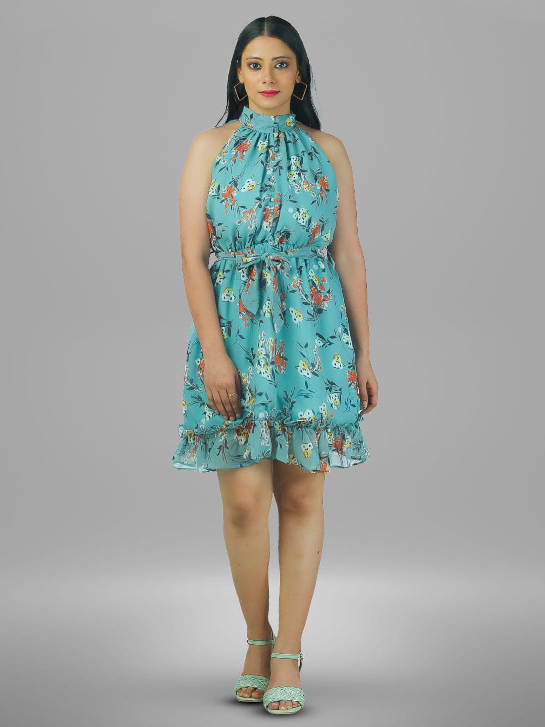 Women Floral Print Fit and Flare Dress.