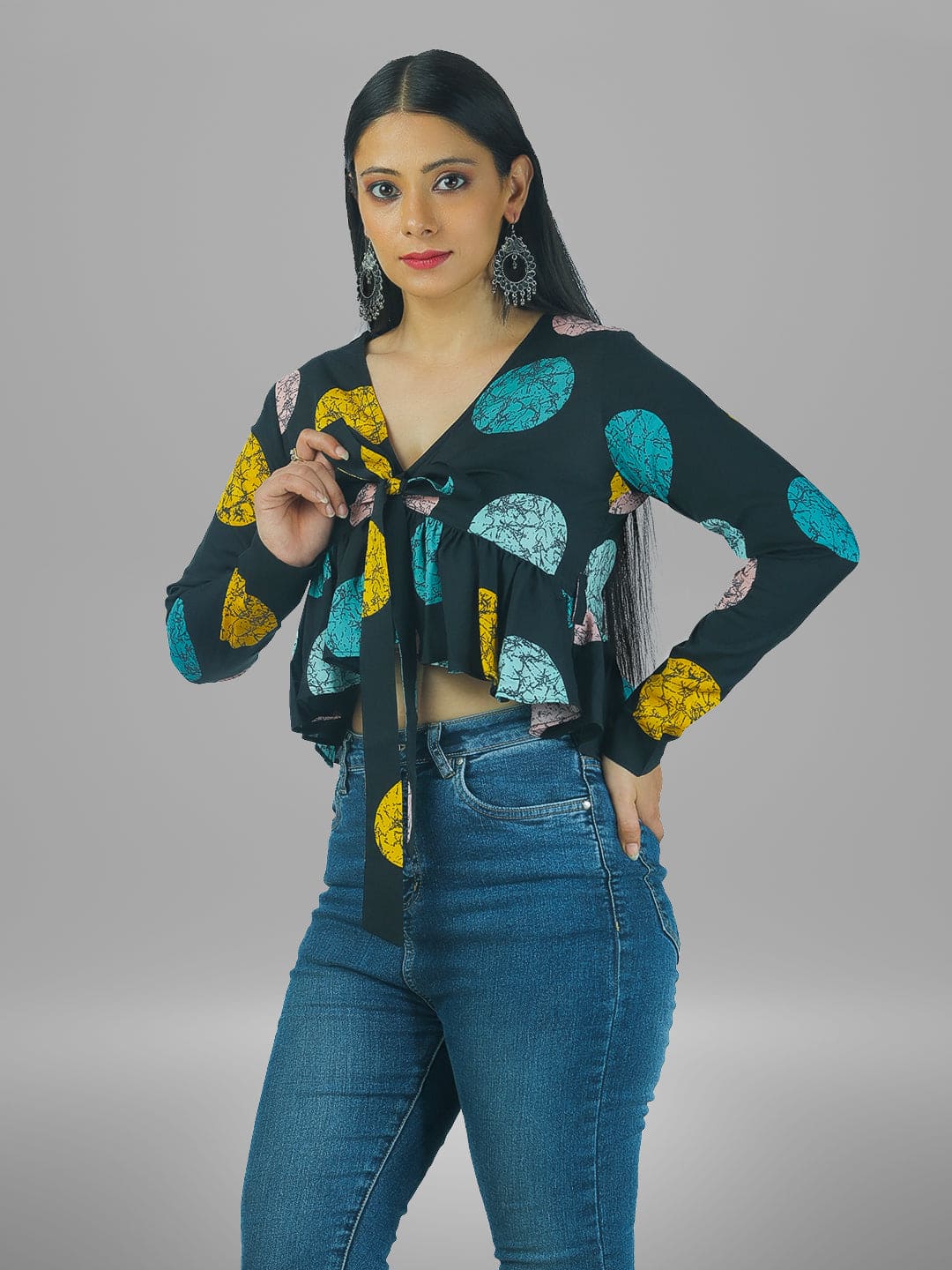 RANJ Black Polka print Top .