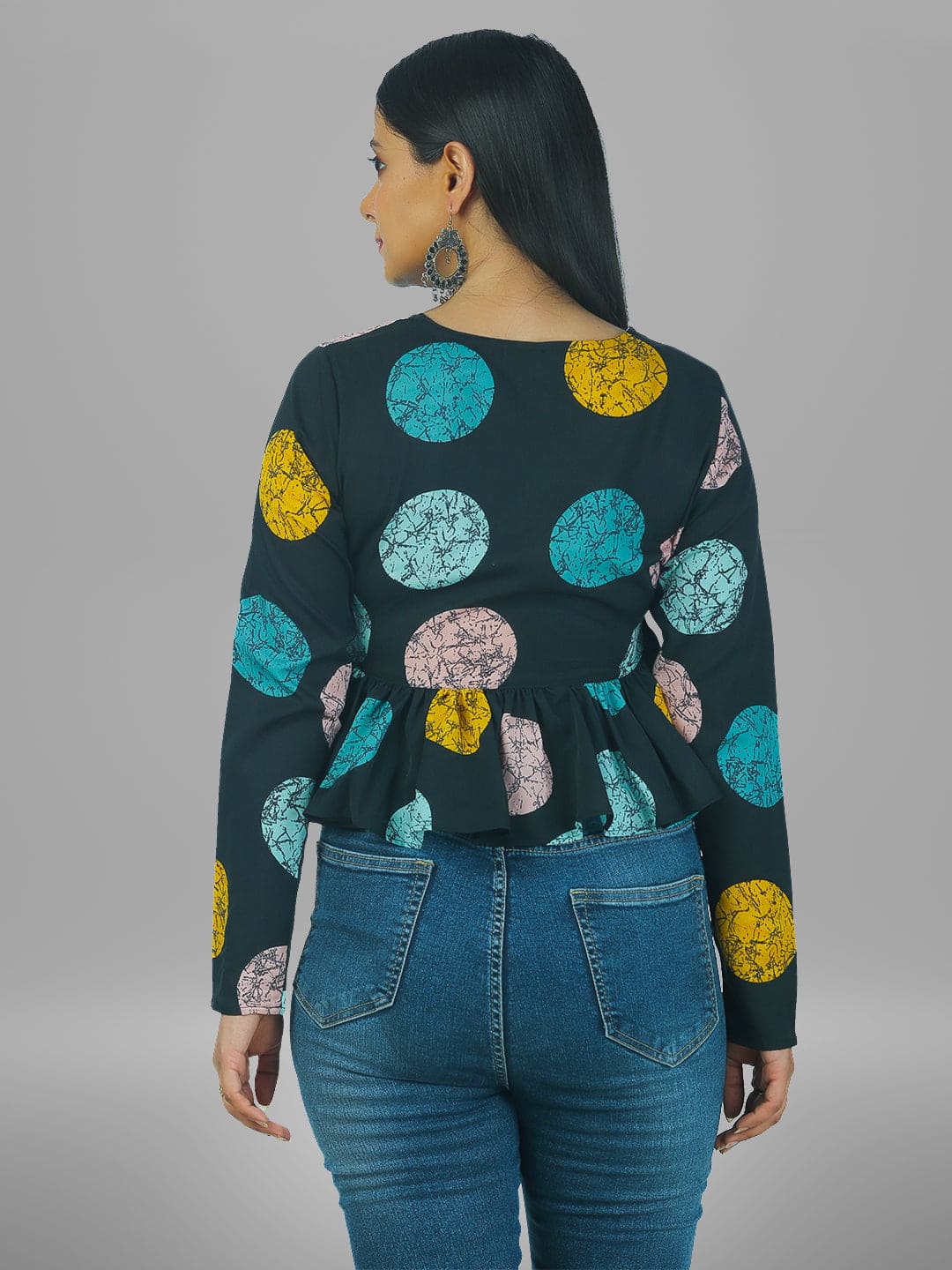 RANJ Black Polka print Top .
