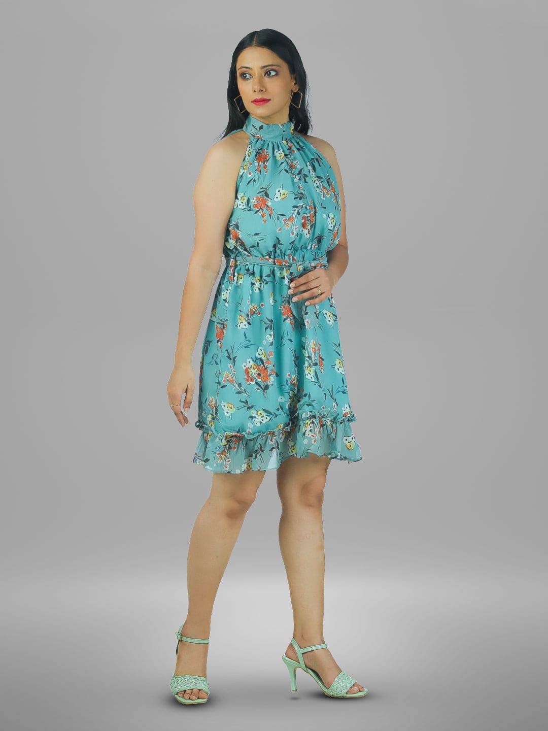 Women Floral Print Fit and Flare Dress.