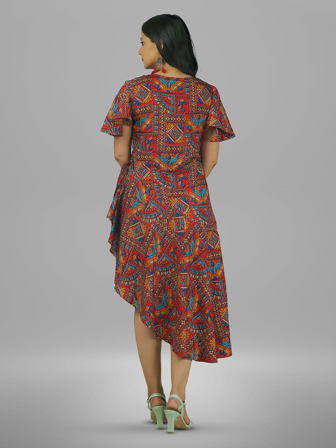 Ornament printed Fit and Flare Dress.