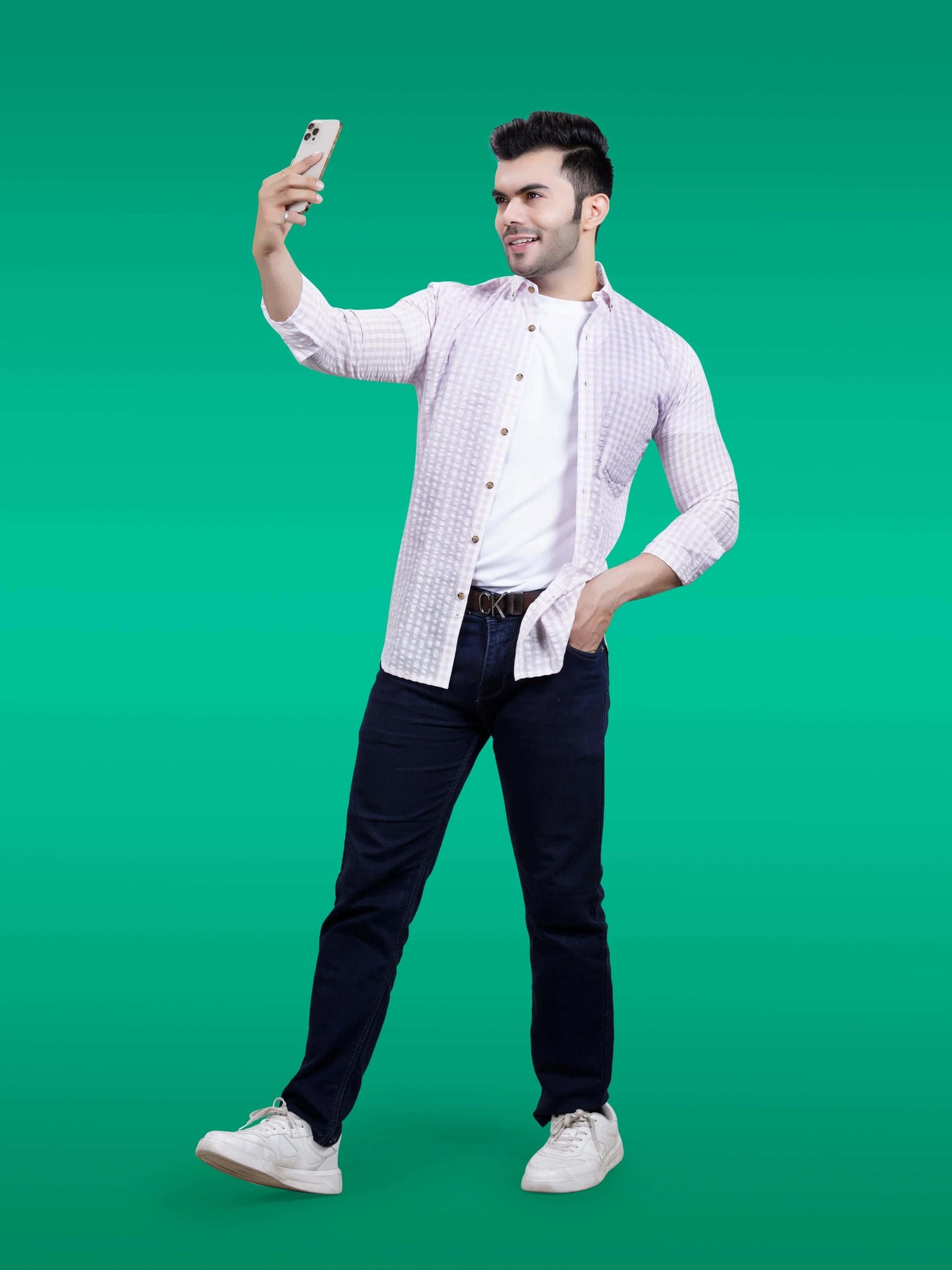 RANJ Men's 100% Cotton Smart Casual Button Down Shirt.