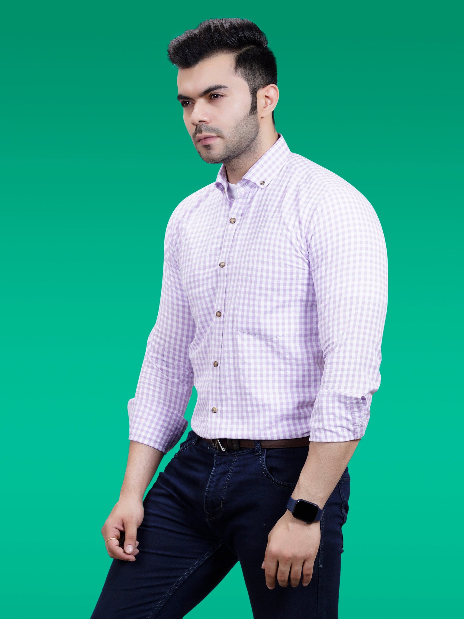 RANJ Men's 100% Cotton Smart Casual Button Down Shirt.