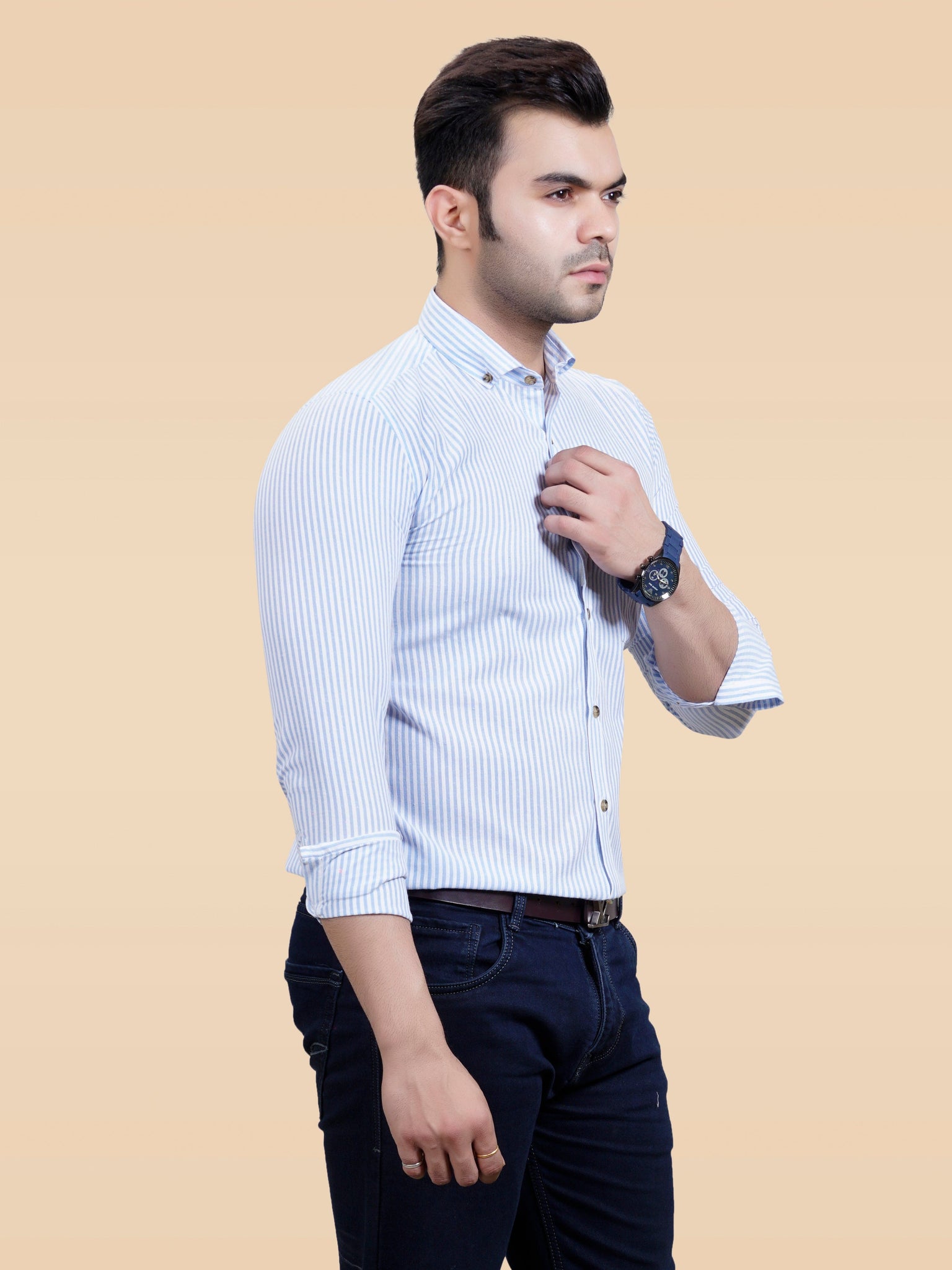 RANJ Men's 100% Cotton Smart Casual Button Down Shirt.