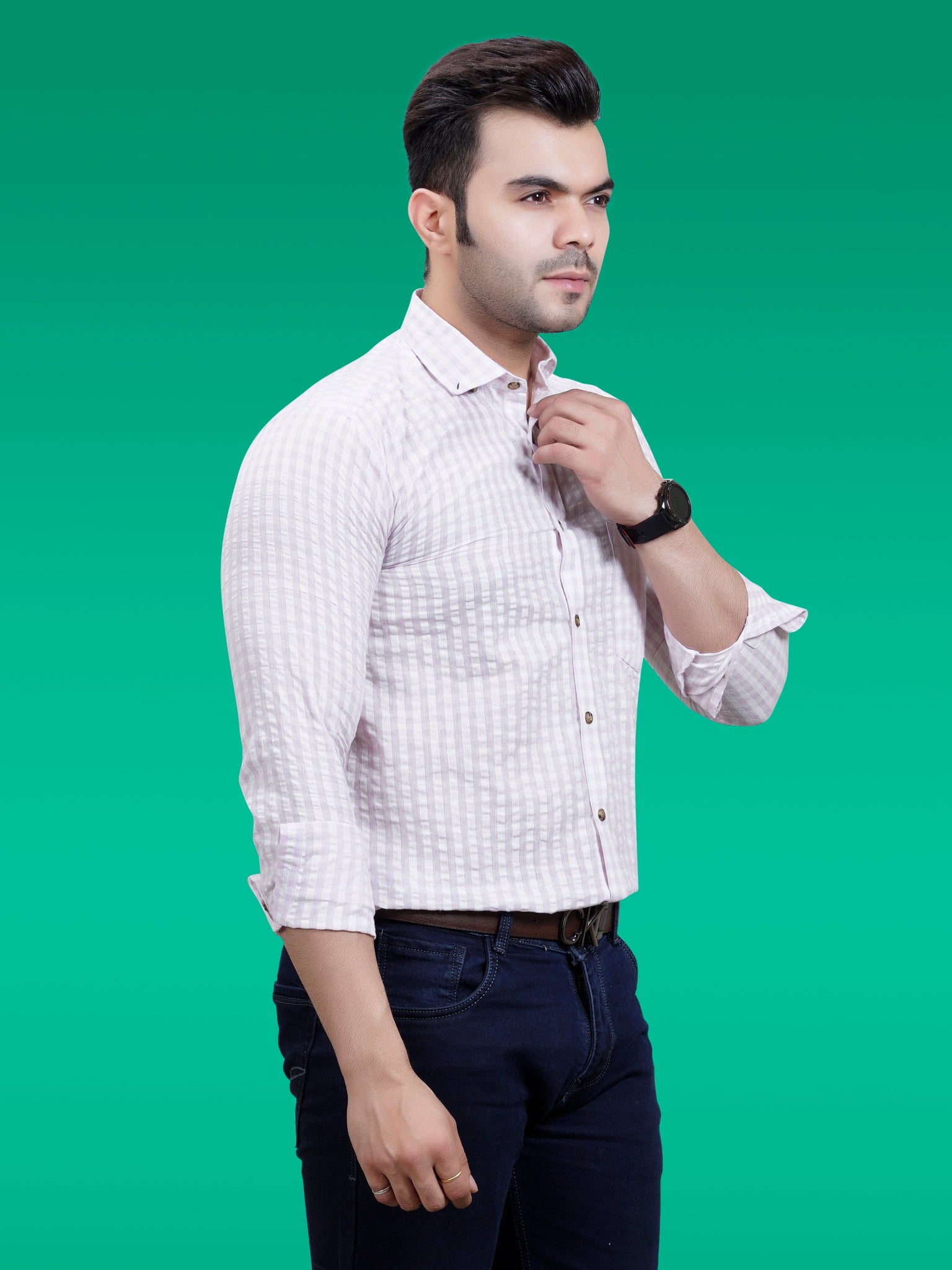 RANJ Men's 100% Cotton Smart Casual Button Down Shirt.