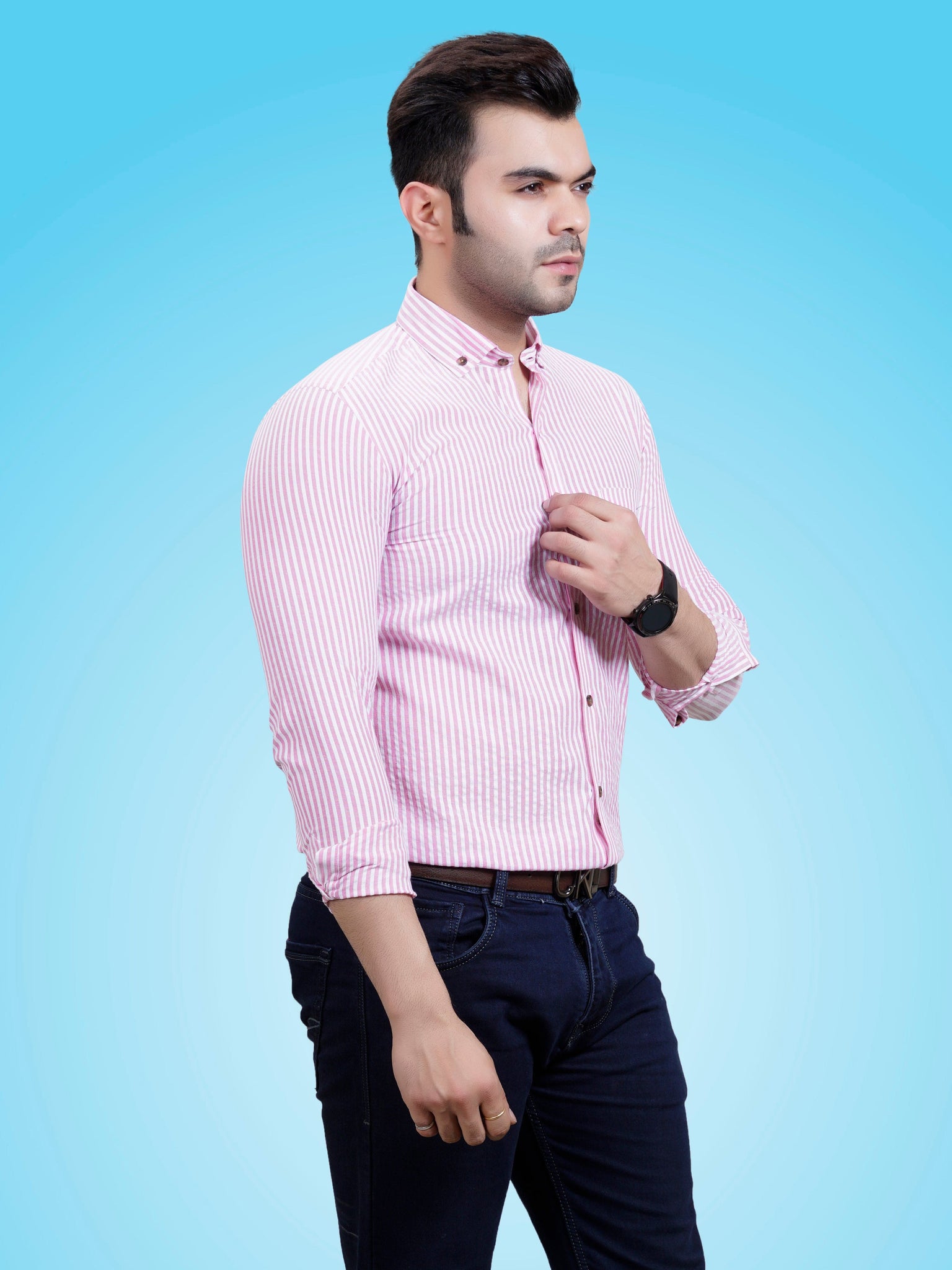 RANJ Men's 100% Cotton Smart Casual Button Down Shirt.