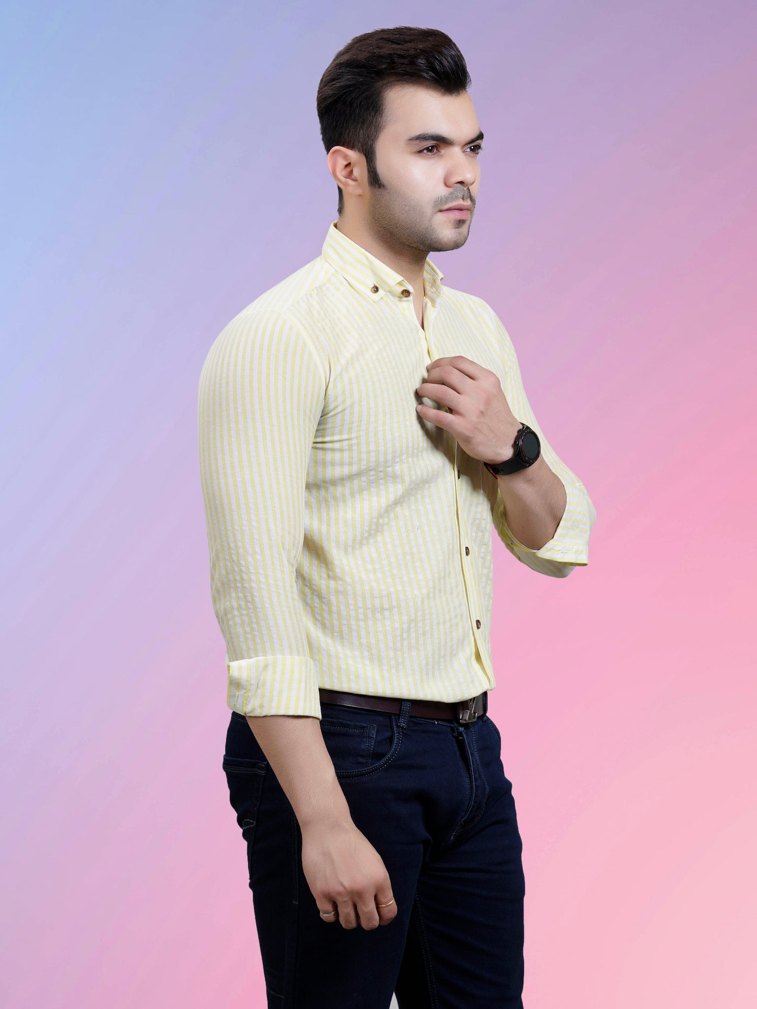 RANJ Men's 100% Cotton Smart Casual Button Down Shirt.