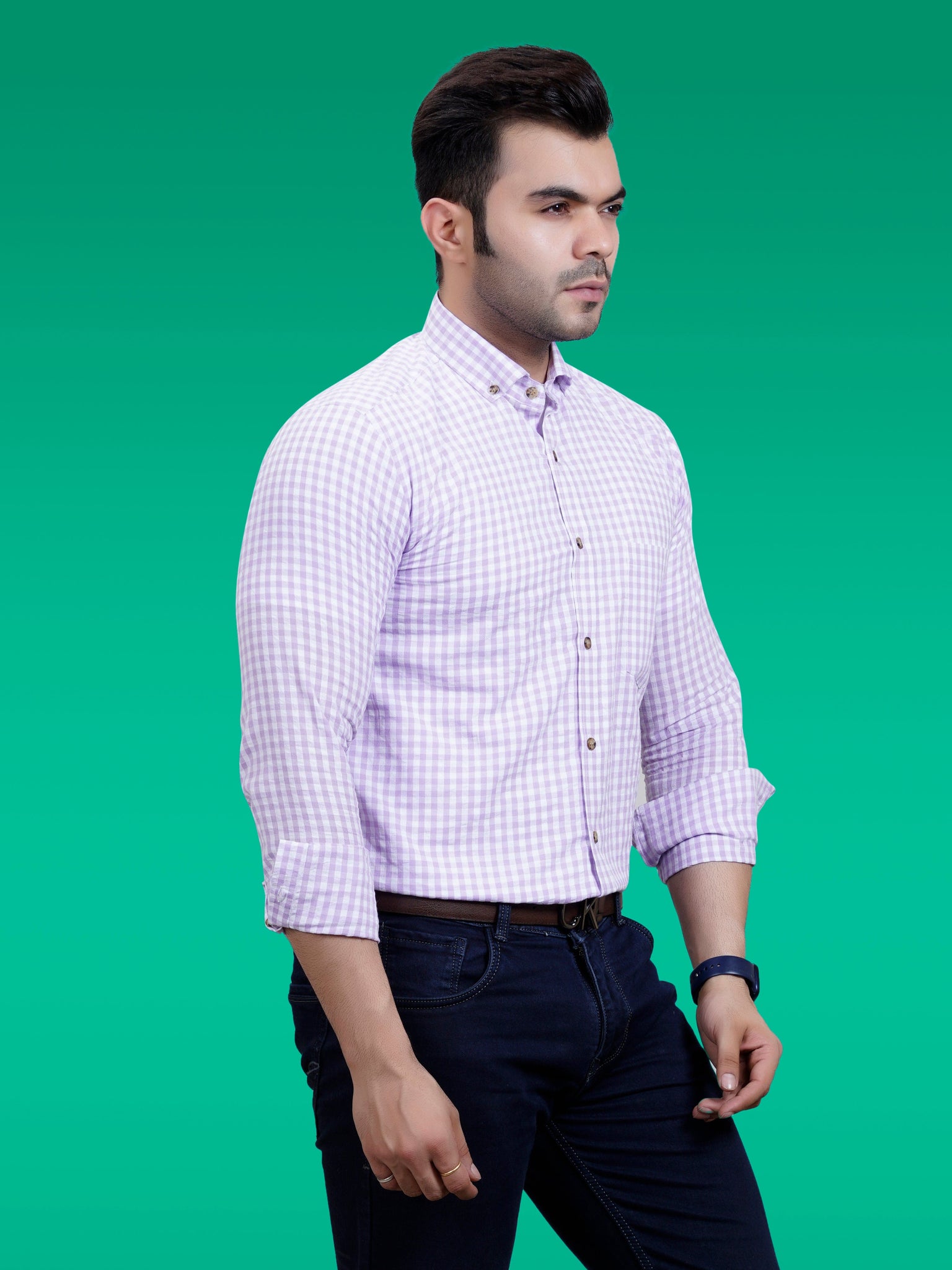 RANJ Men's 100% Cotton Smart Casual Button Down Shirt.