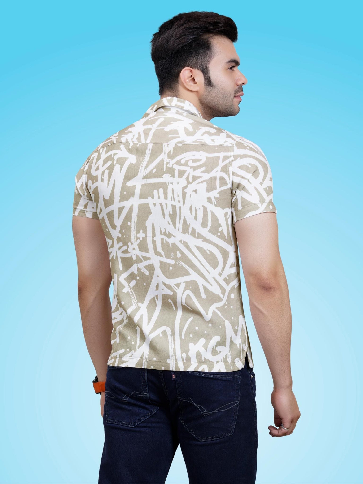 RANJ Men's Cotton Smart Casual Blazer Collar Half Sleeve Shirt.