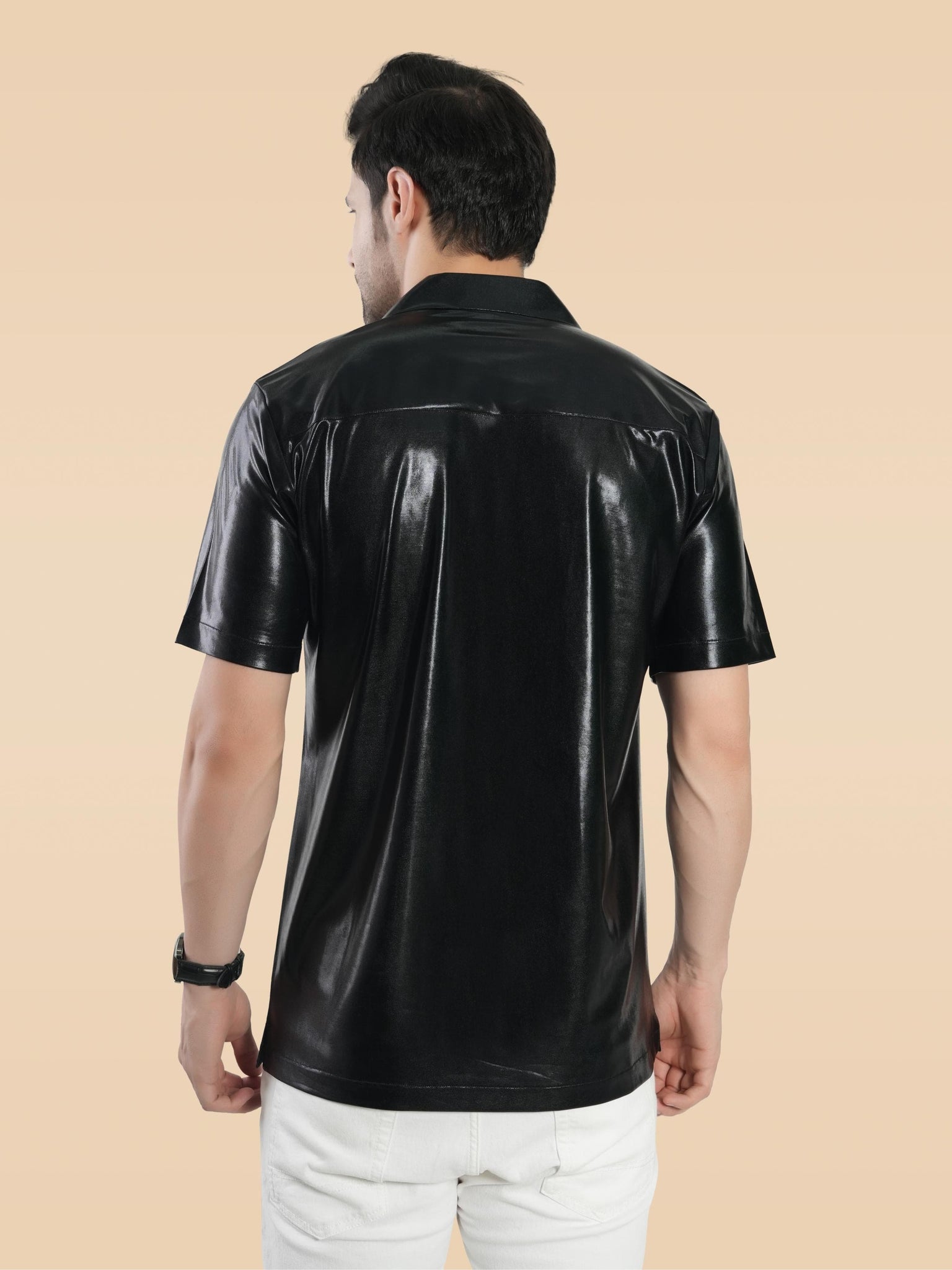 RANJ Men's Cotton Smart Casual Blazer Collar Half Sleeve Club Wear Shirt.