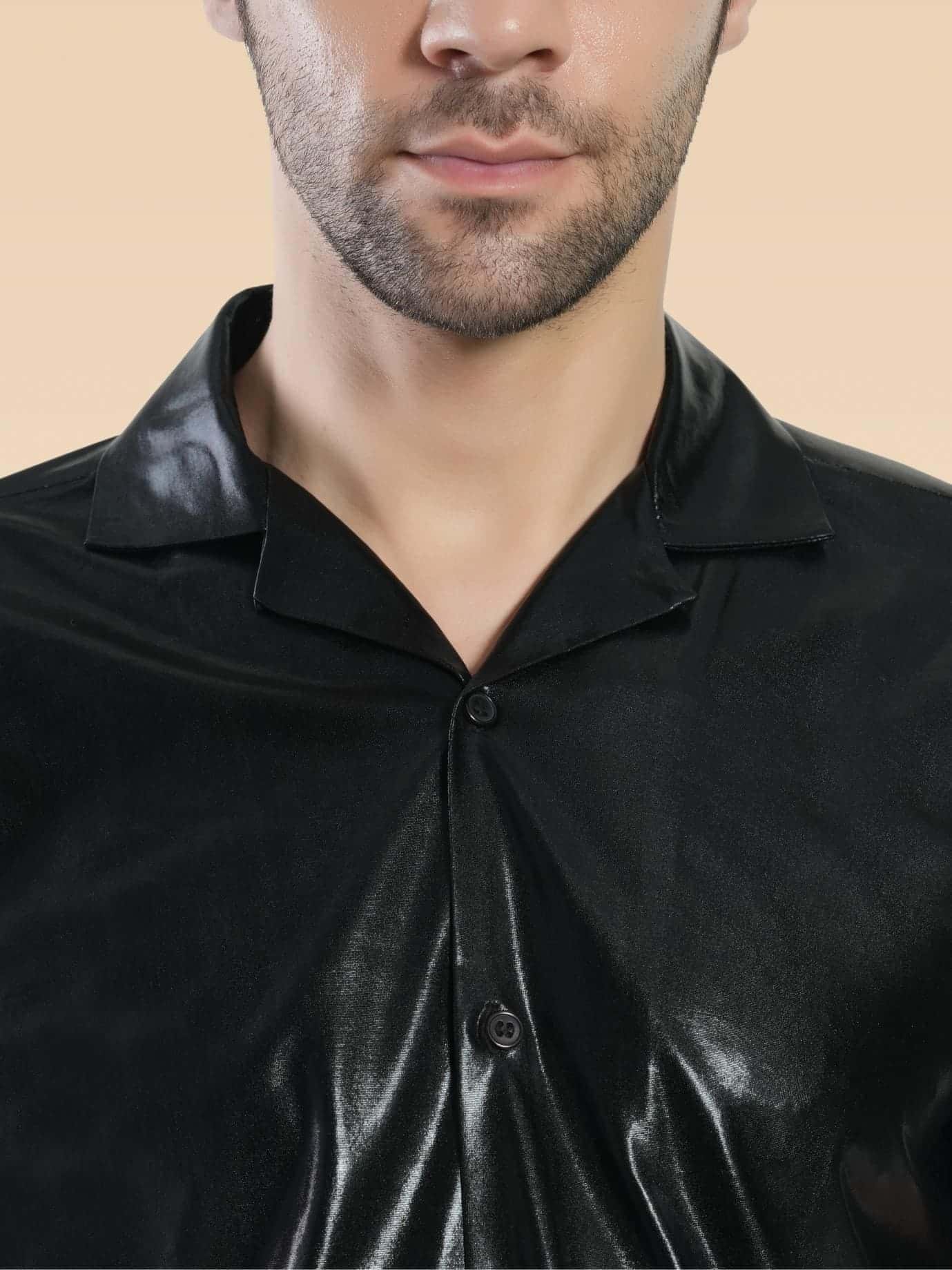 RANJ Men's Cotton Smart Casual Blazer Collar Half Sleeve Club Wear Shirt.