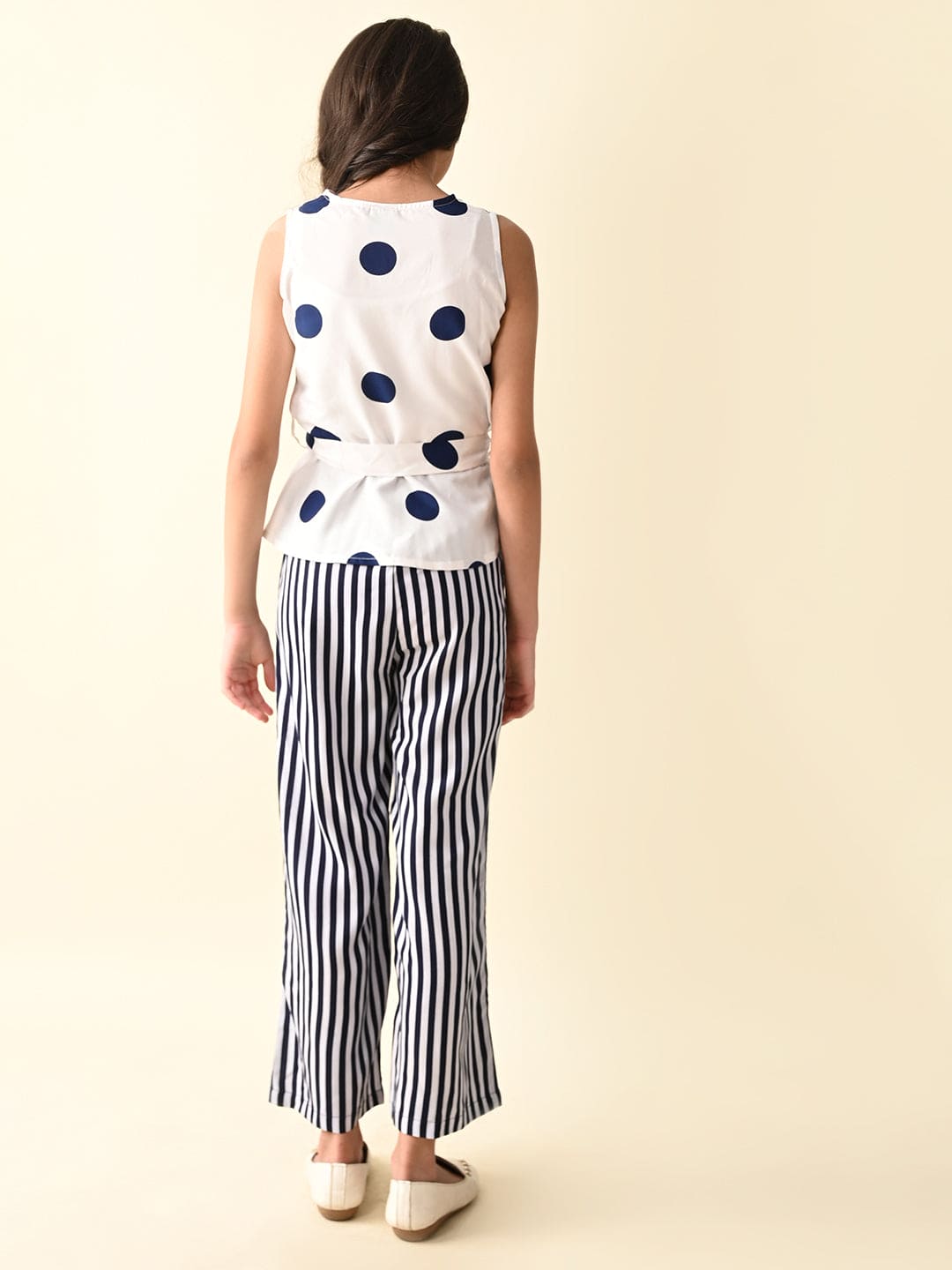 Polka Print Top And Stripped Pant
