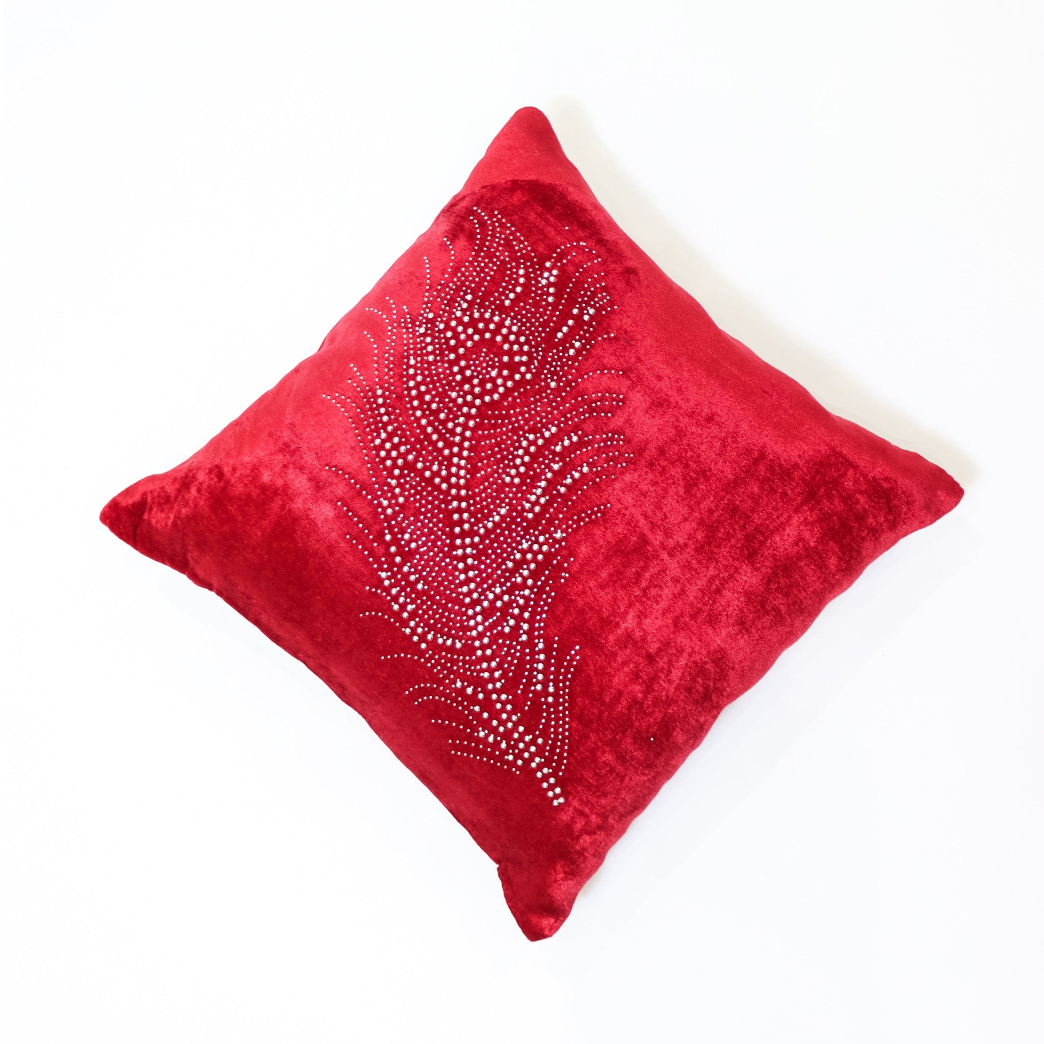 RANJ Designer Velvet Fabric With Sw.Hotfix Design Cushion Cover