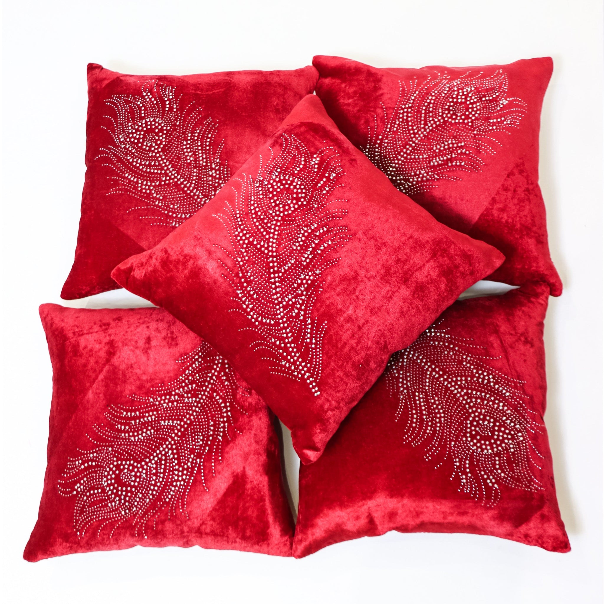 RANJ Designer Velvet Fabric With Sw.Hotfix Design Cushion Cover