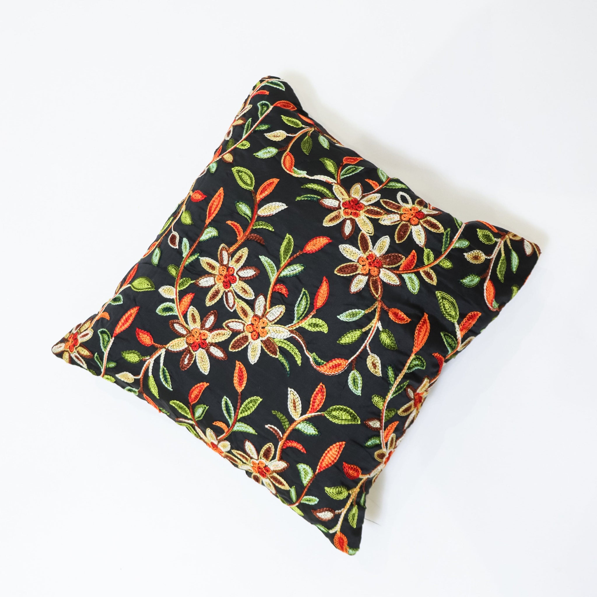 RANJ Designer Silk Fabric Hand Embroidery Aari Work Cushion Cover.