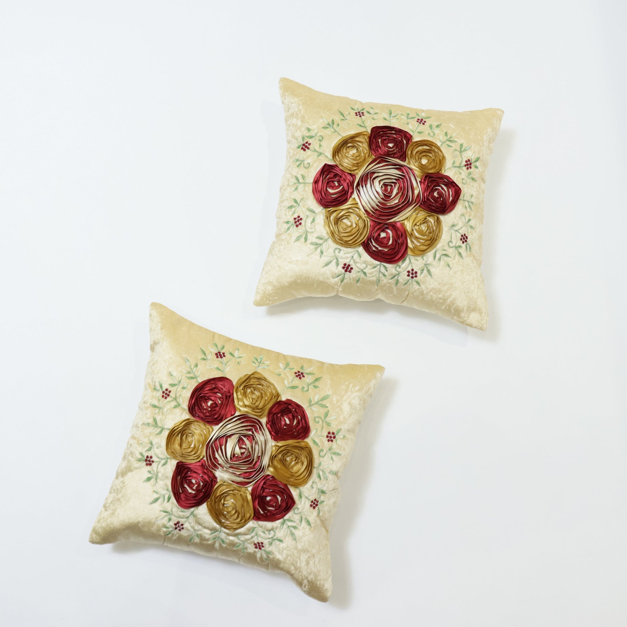 RANJ Designer Silk Fabric Hand Embroidered Cushion Cover