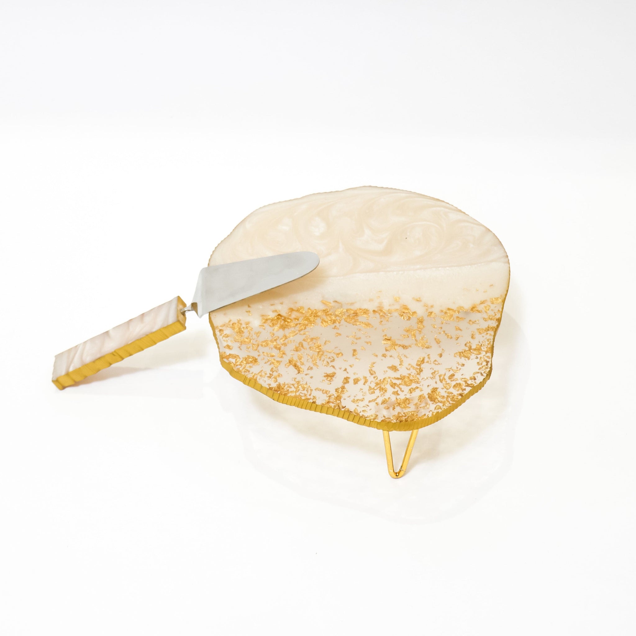 RANJ Gold Resin Cake Stand With Server.