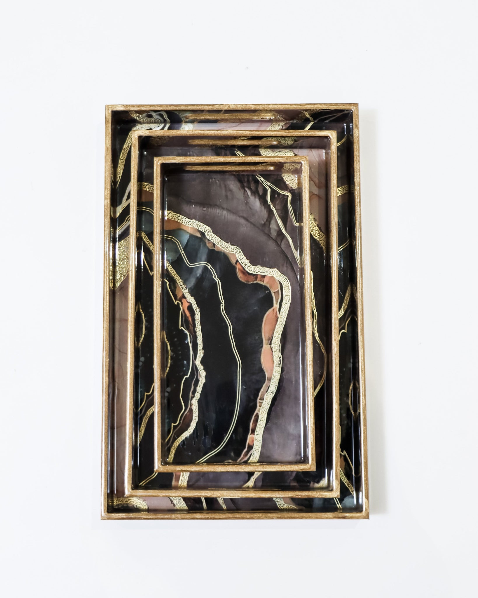 RANJ Printed Resin Tray-Set Of-3