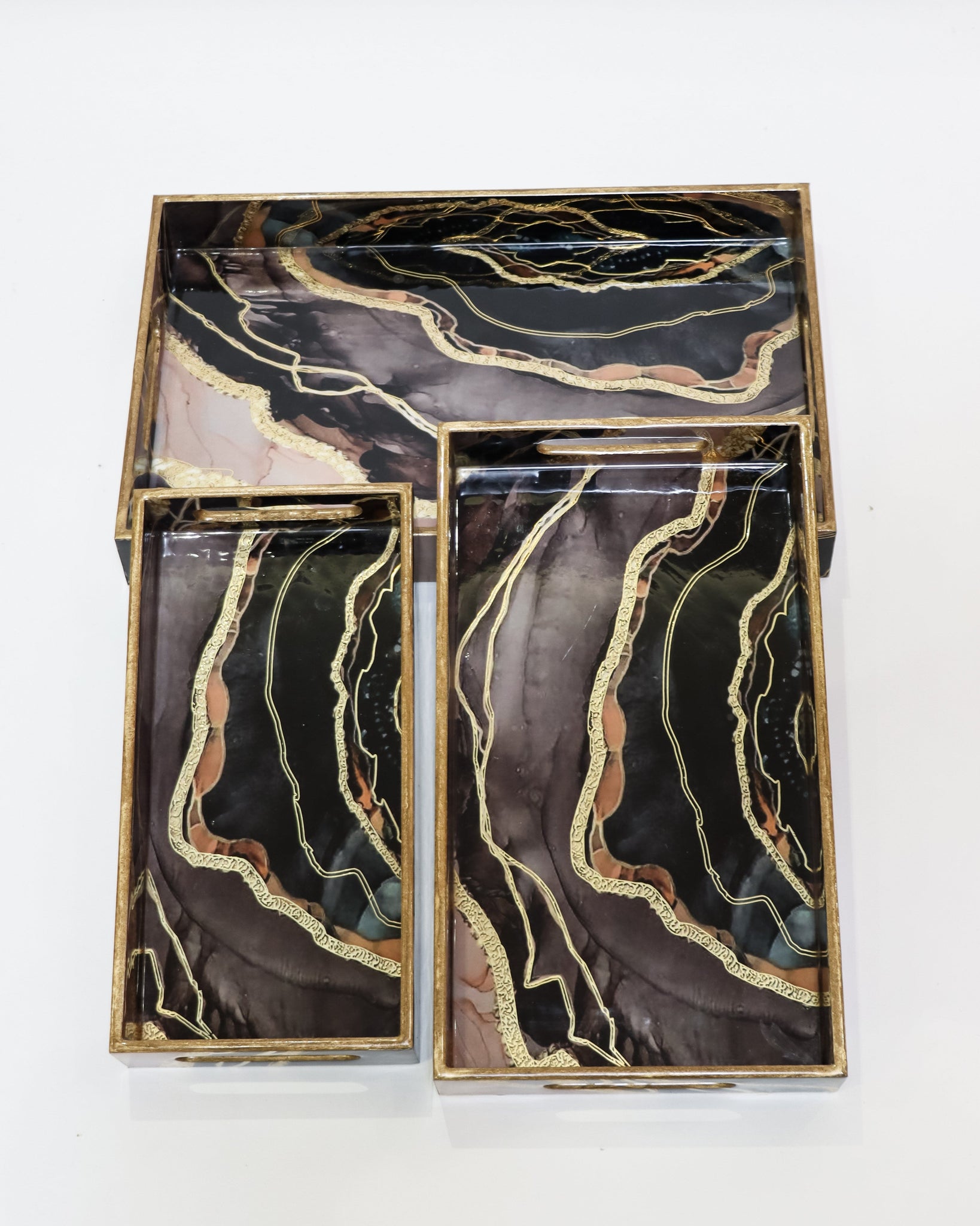 RANJ Printed Resin Tray-Set Of-3