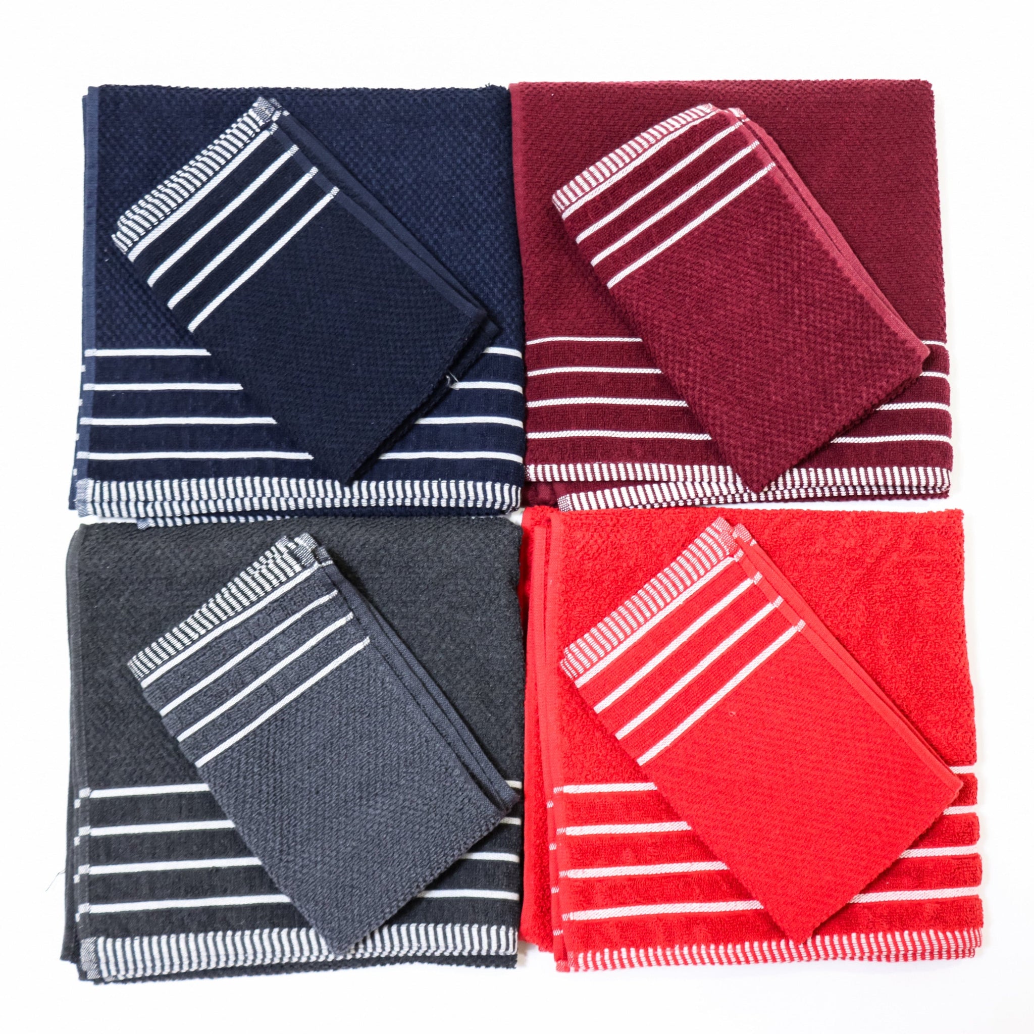 Navy Blue 4 Piece 100% Cotton Bath and Hand Towel Set -By RANJ
