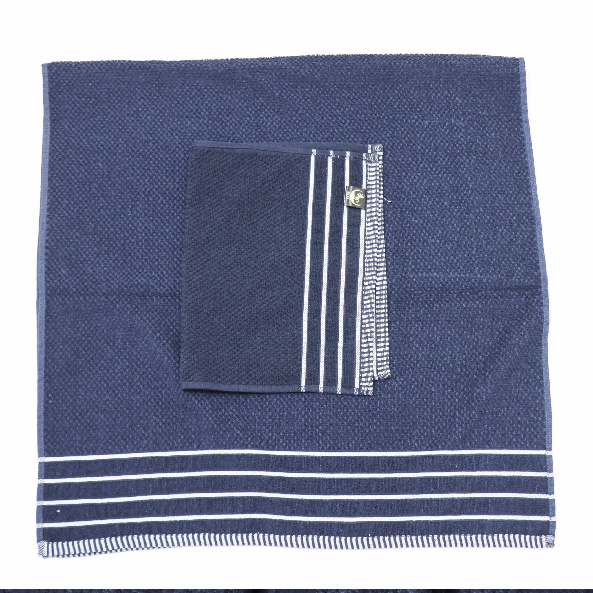 Navy Blue 4 Piece 100% Cotton Bath and Hand Towel Set -By RANJ