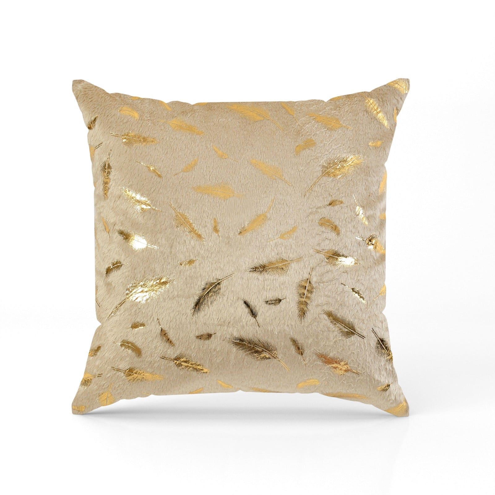 RANJ Designer Rabbit Furr With Leaf Foil Gold Cushion Cover