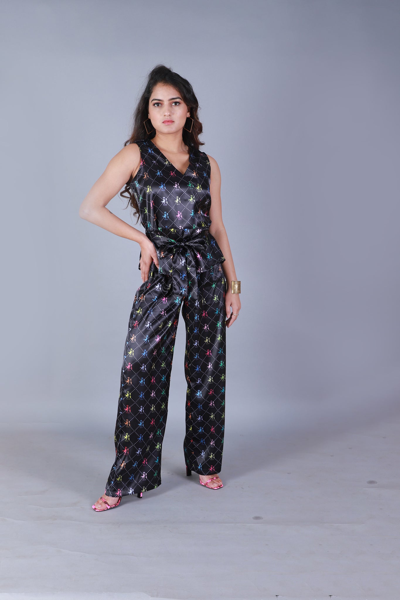 RANJ Black Ornamental Printed Wrap Set Ram Black Ornamental Printed Wrap Set - RanjStore